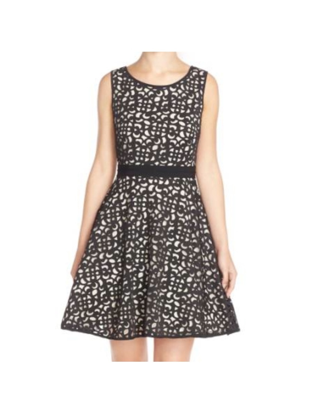 NWOT - Black Laser Cut Fit & Flare Dress